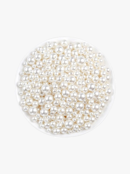 Anezus 800pcs Ivory Pearl Craft Beads top view of a tray of pearl beads on light gray background